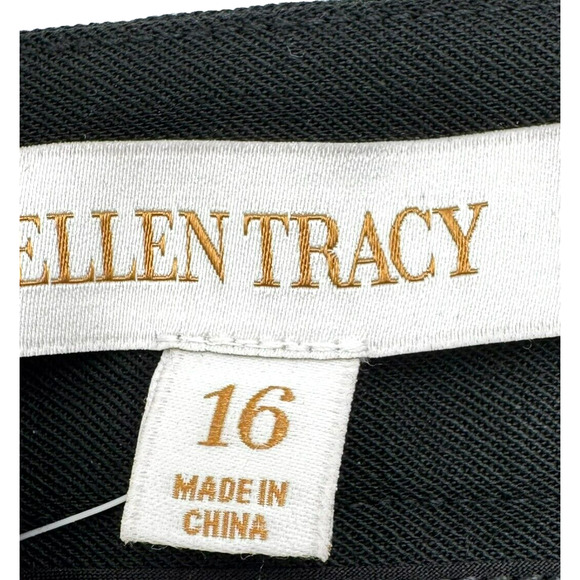 ELLEN TRACY NWT Women 16 Black Wool Modern Boot Leg Trouser Pants Pockets Career - Picture 3 of 9